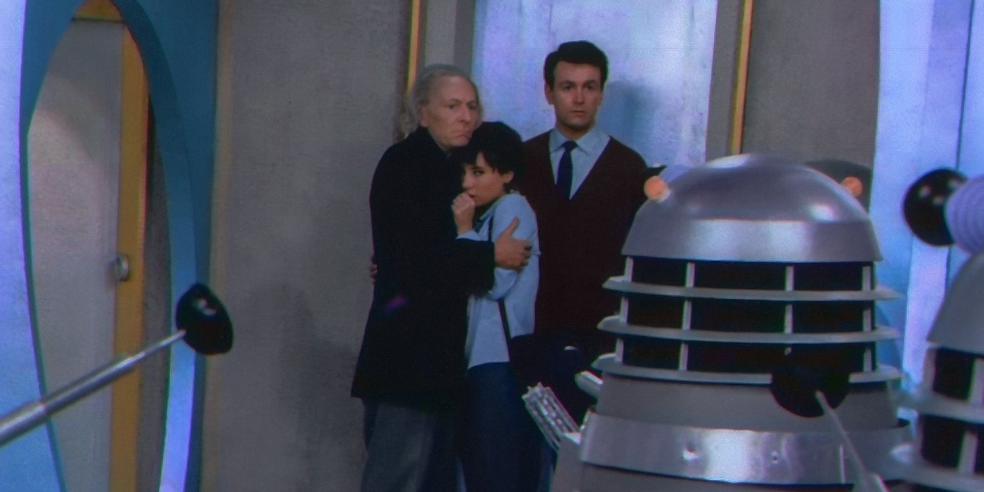 Doctor Who The Daleks William Hartnell Carole Ann Ford and William Russell as the First Doctor Susan and Ian In Color