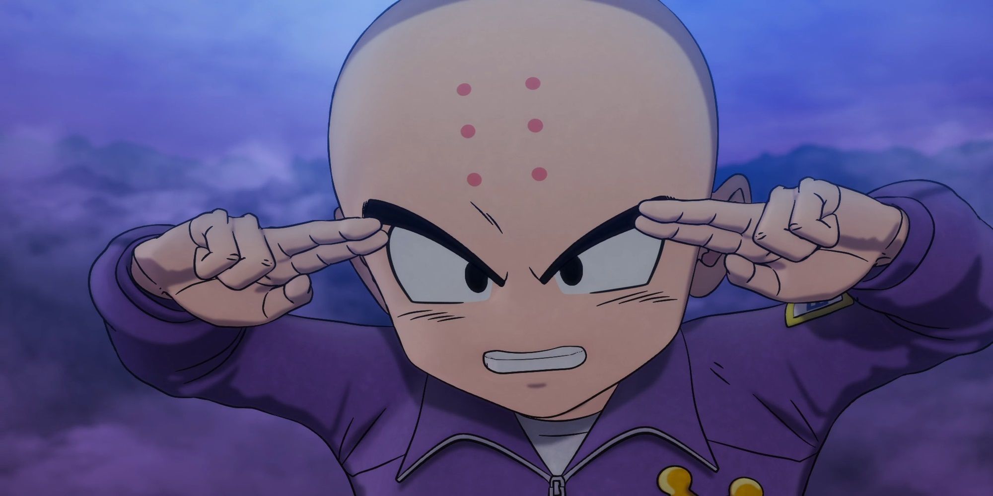 Krillin using the Solar Flare in Super Hero