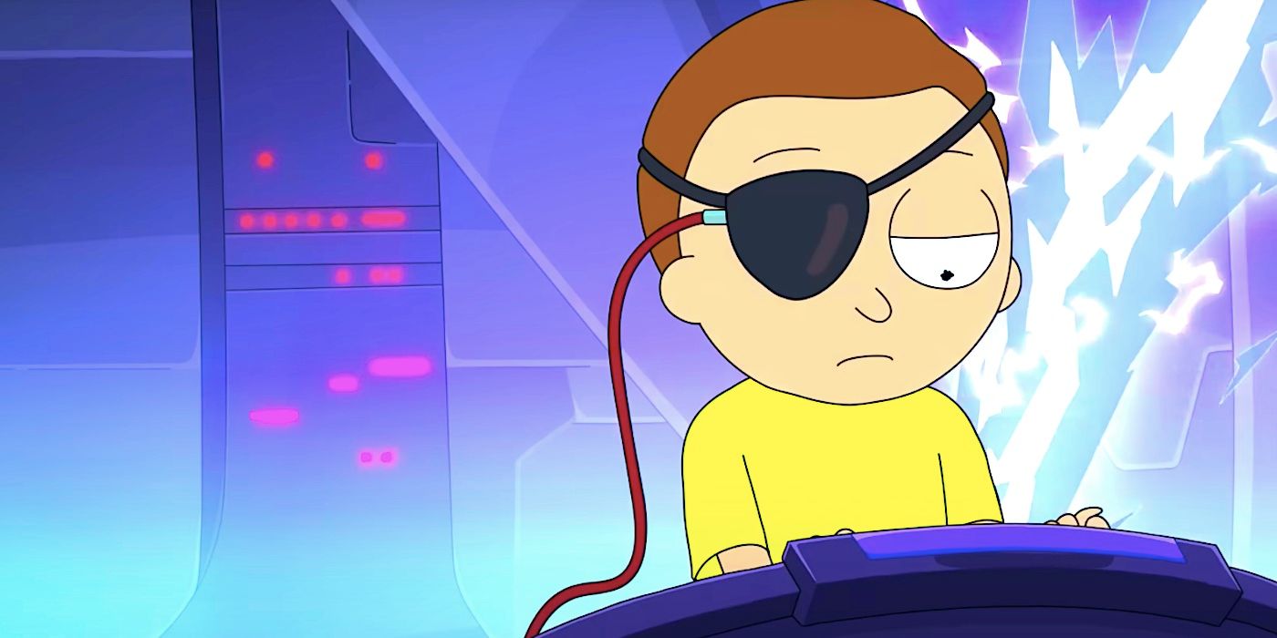 Evil Morty stares at a screen on a spaceship in Rick and Morty season 7 episode 5