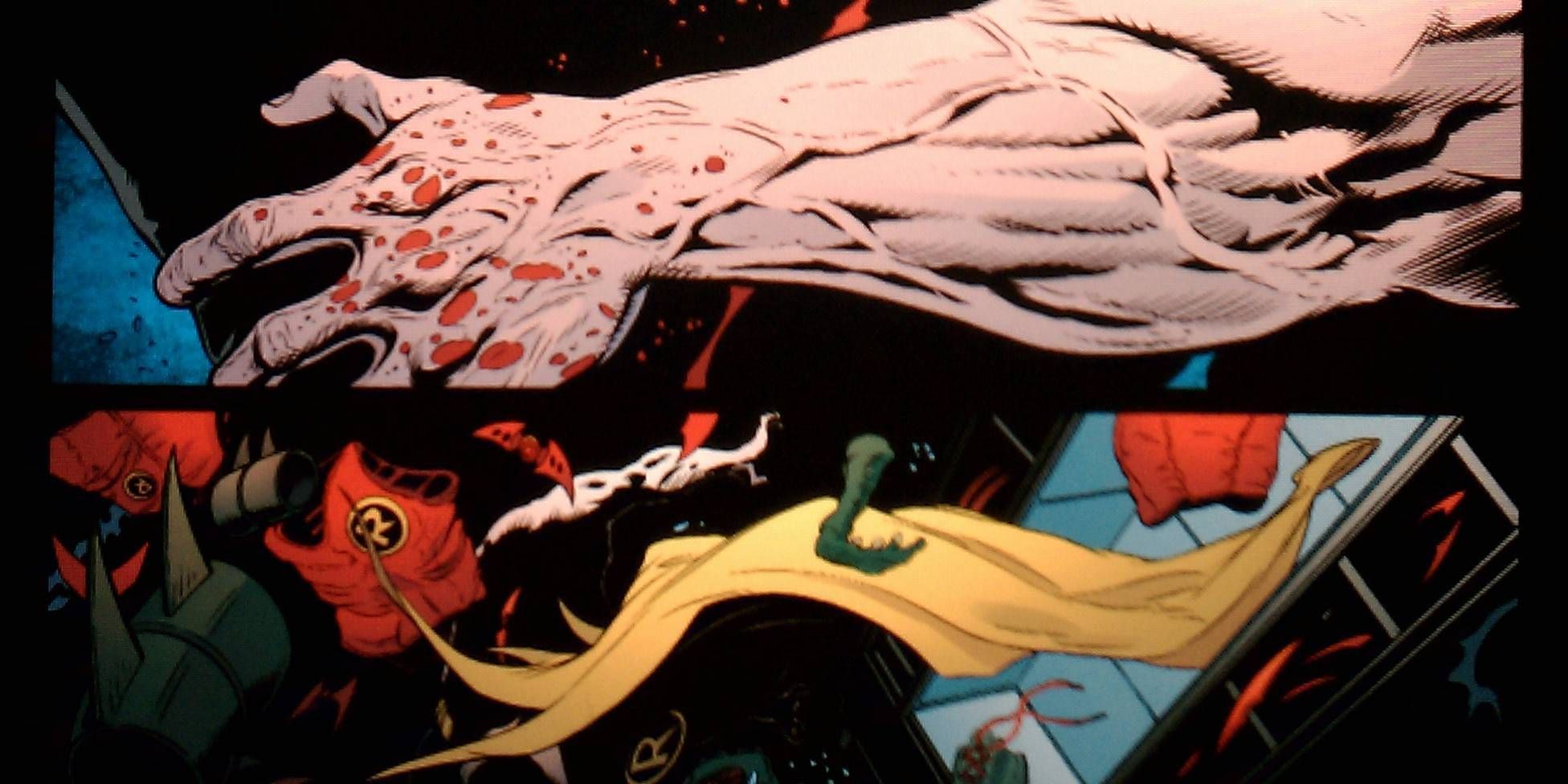 Bruce Wayne throws Damian&rsquo;s Robin suit from Batman and Robin by Patrick Gleason