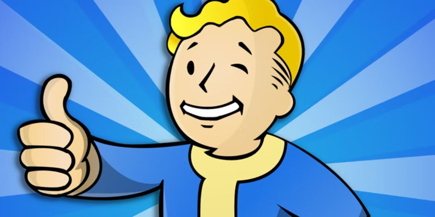 O icônico Vault Boy piscando e levantando o polegar para o jogador.