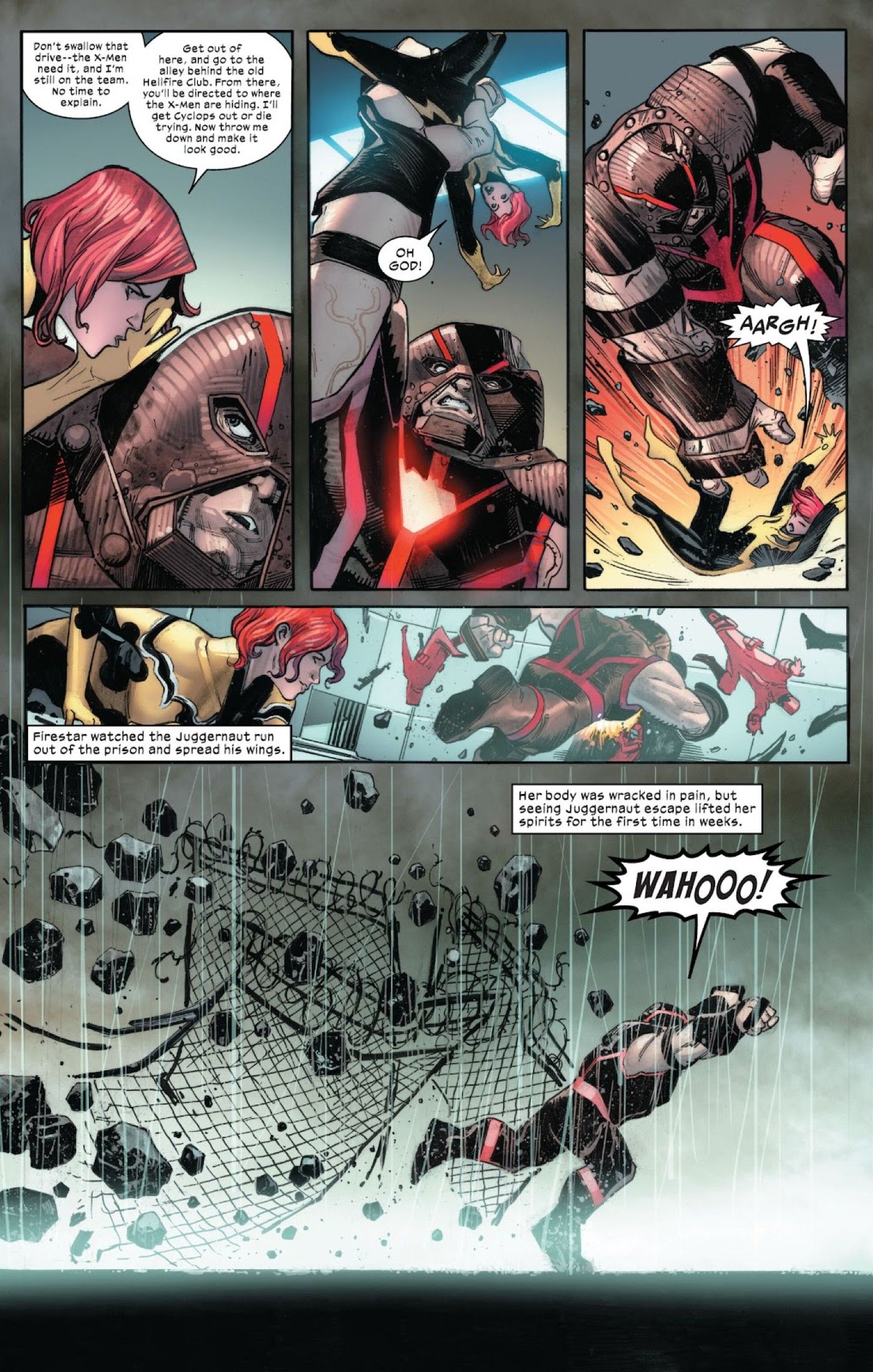 Firestar helps X-Men's Juggernaut escape Orchis