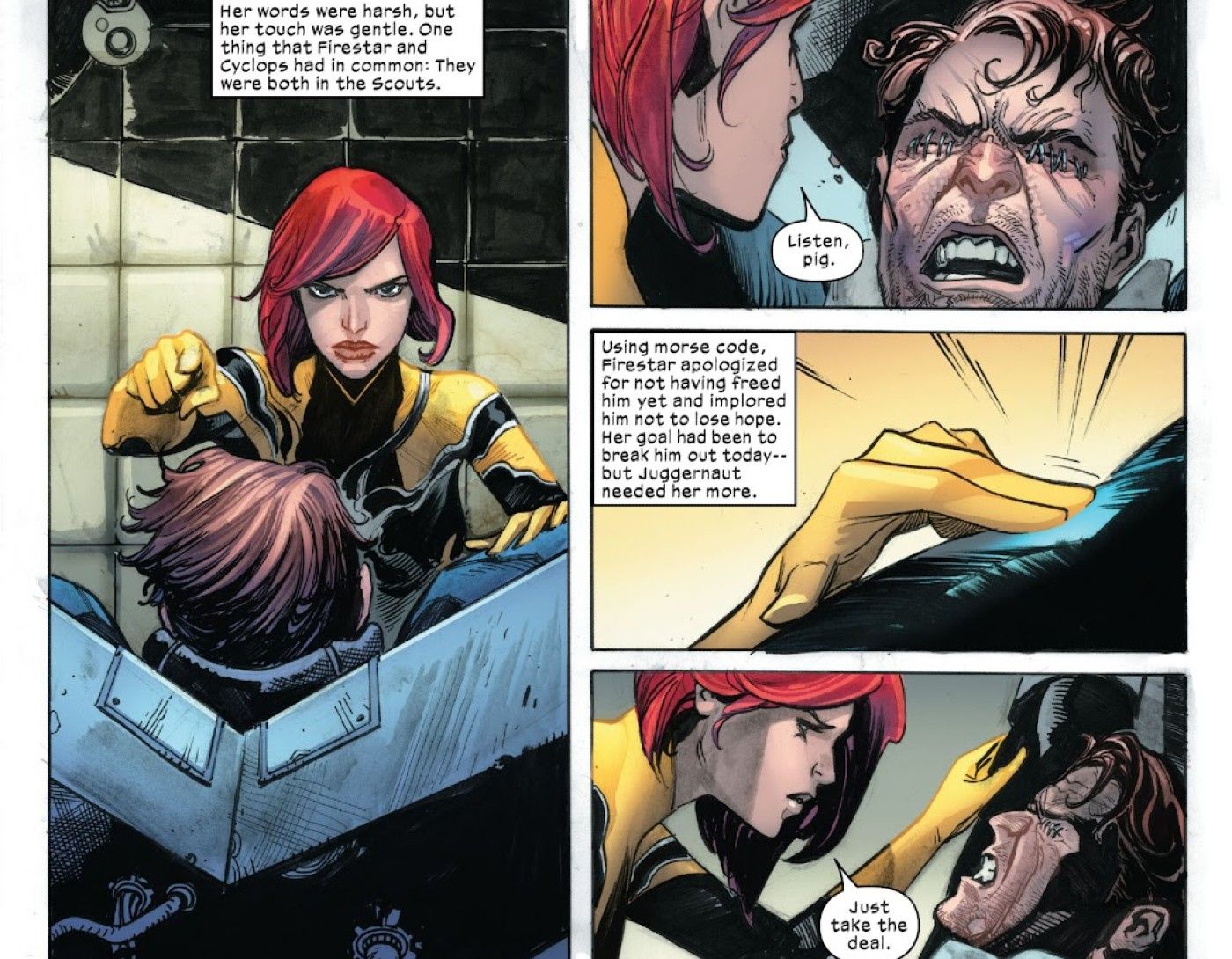 X-Men #28, Firestar uses morse code on X-Men's Cyclops