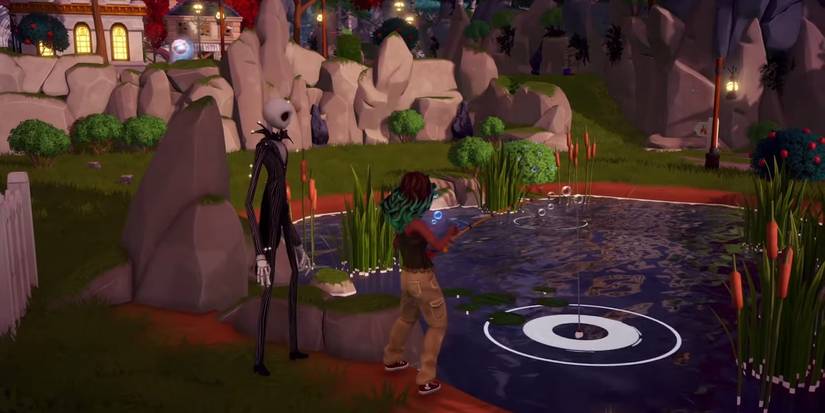 Fishing with Jack Skellington in Disney Dreamlight Valley