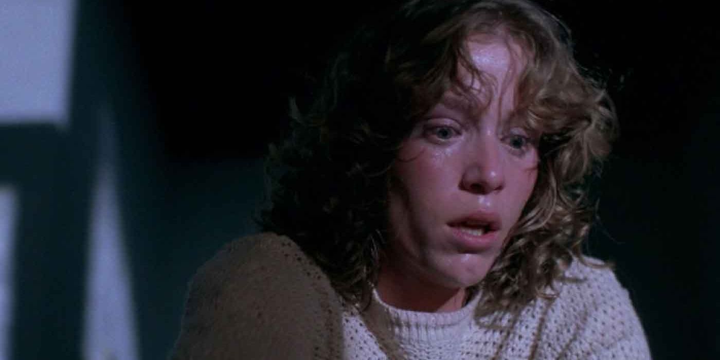 Frances McDormand as Abby looking terrified in Blood Simple