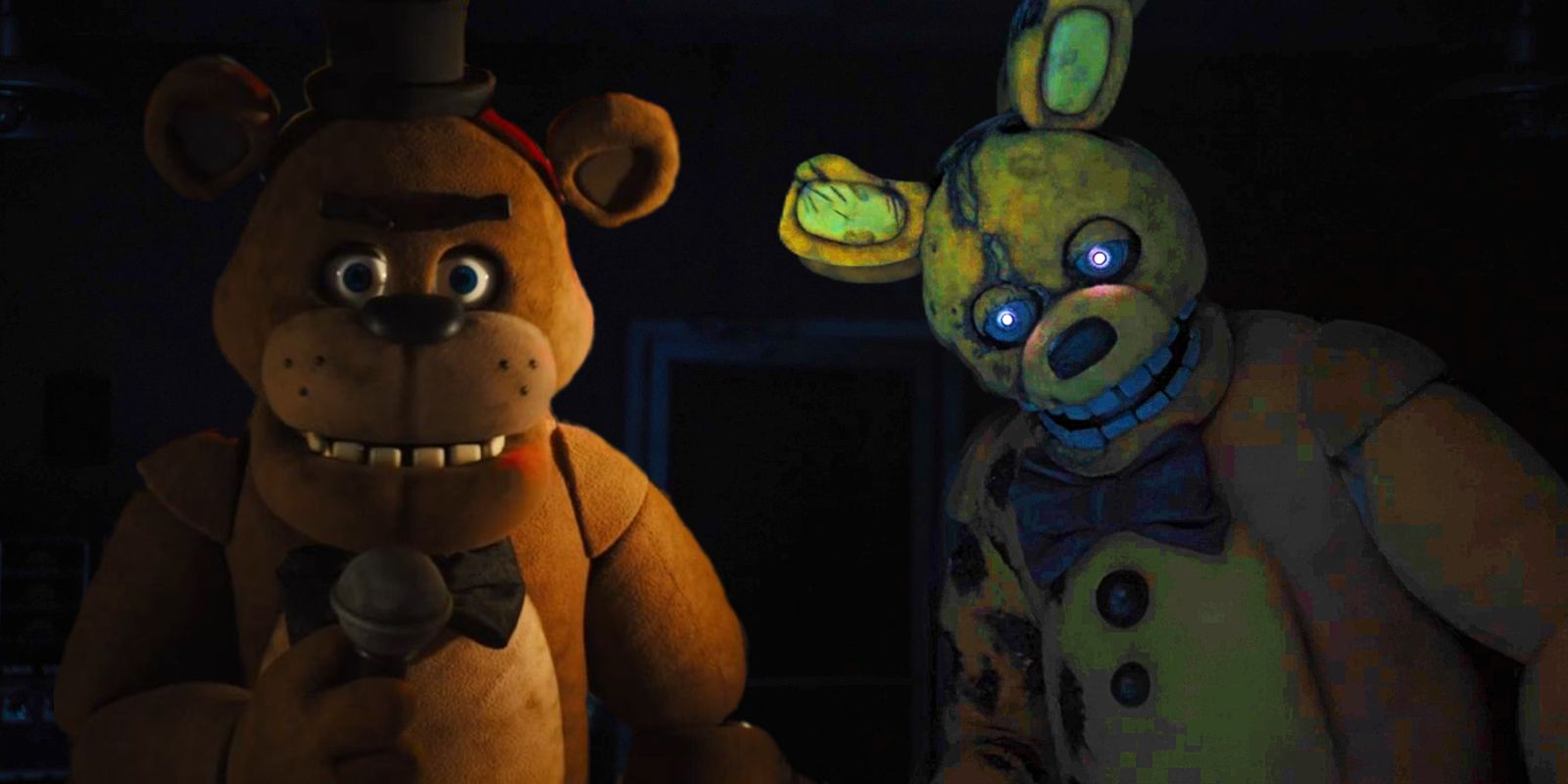 This collage shows Freddy and Springtrap from the FNAF movie.