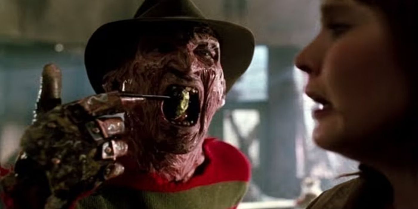 Freddy Kreuger eating a meatball in the horror movie A Nightmare on Elm Street 4 The Dream Master