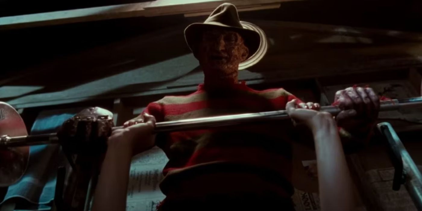 Freddy Krueger holding a barbell.