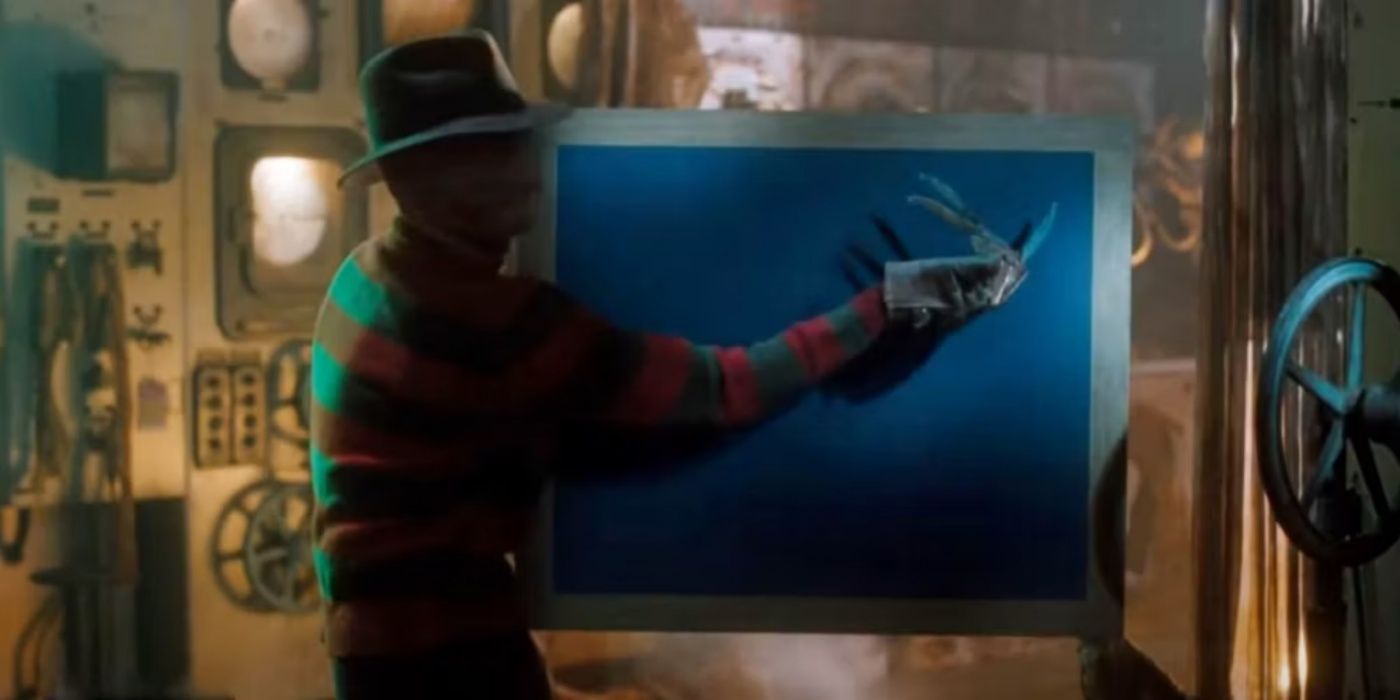 Freddy Krueger scratching claws on chalkboard.