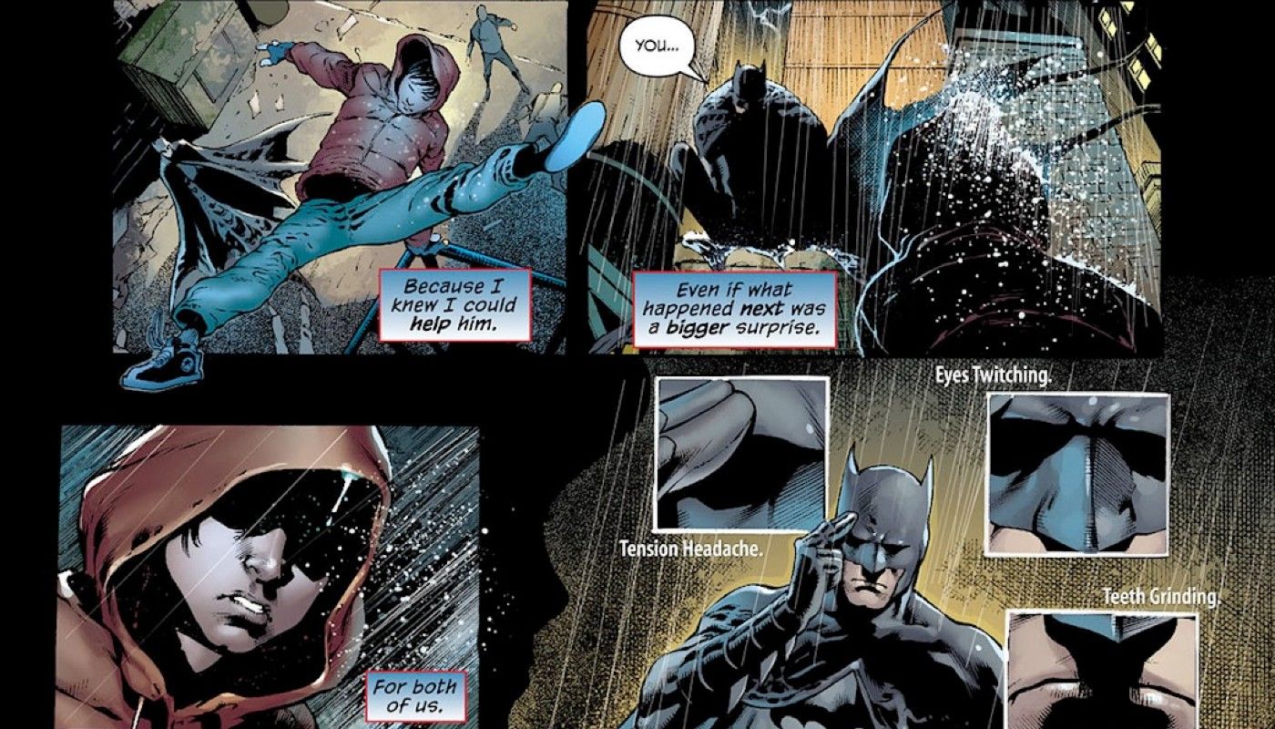 panels from Nightwing #0, future Robin Dick Grayson figures out Bruce Wayne is Batman