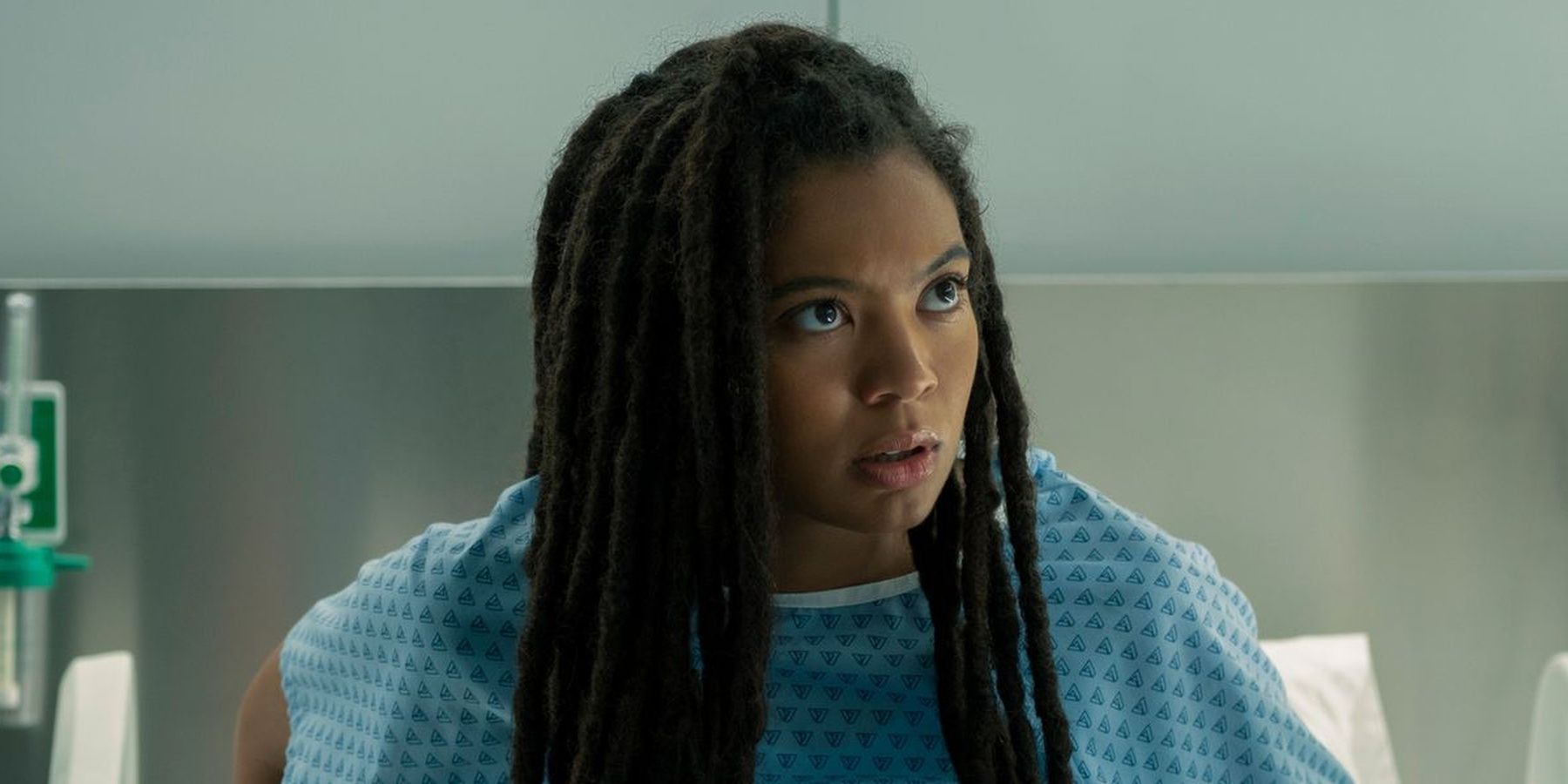 Jaz Sinclair as Marie Moreau in a hospital gown in Gen V