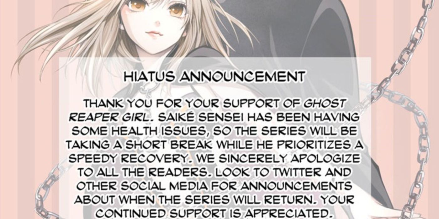 Ghost Reaper Girl&rsquo;s hiatus announcement