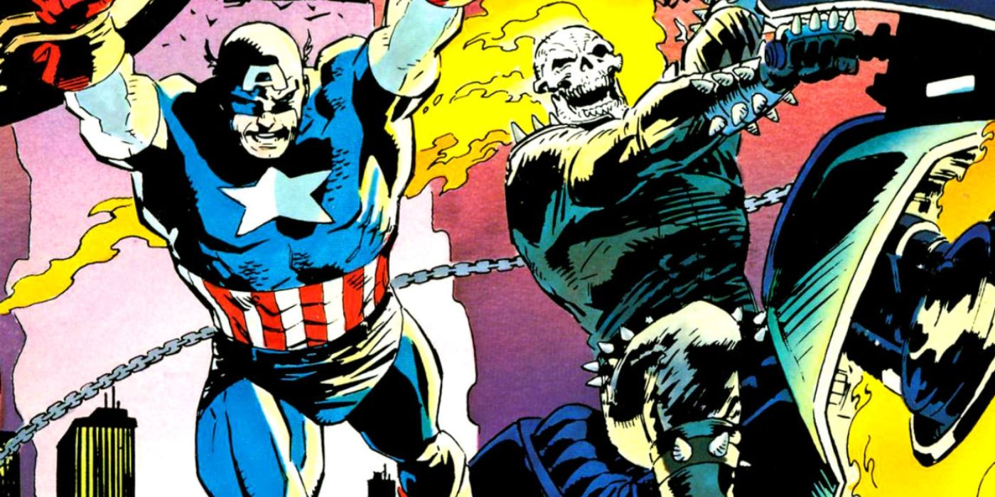 Ghost Rider teaming up with Captain America. 
