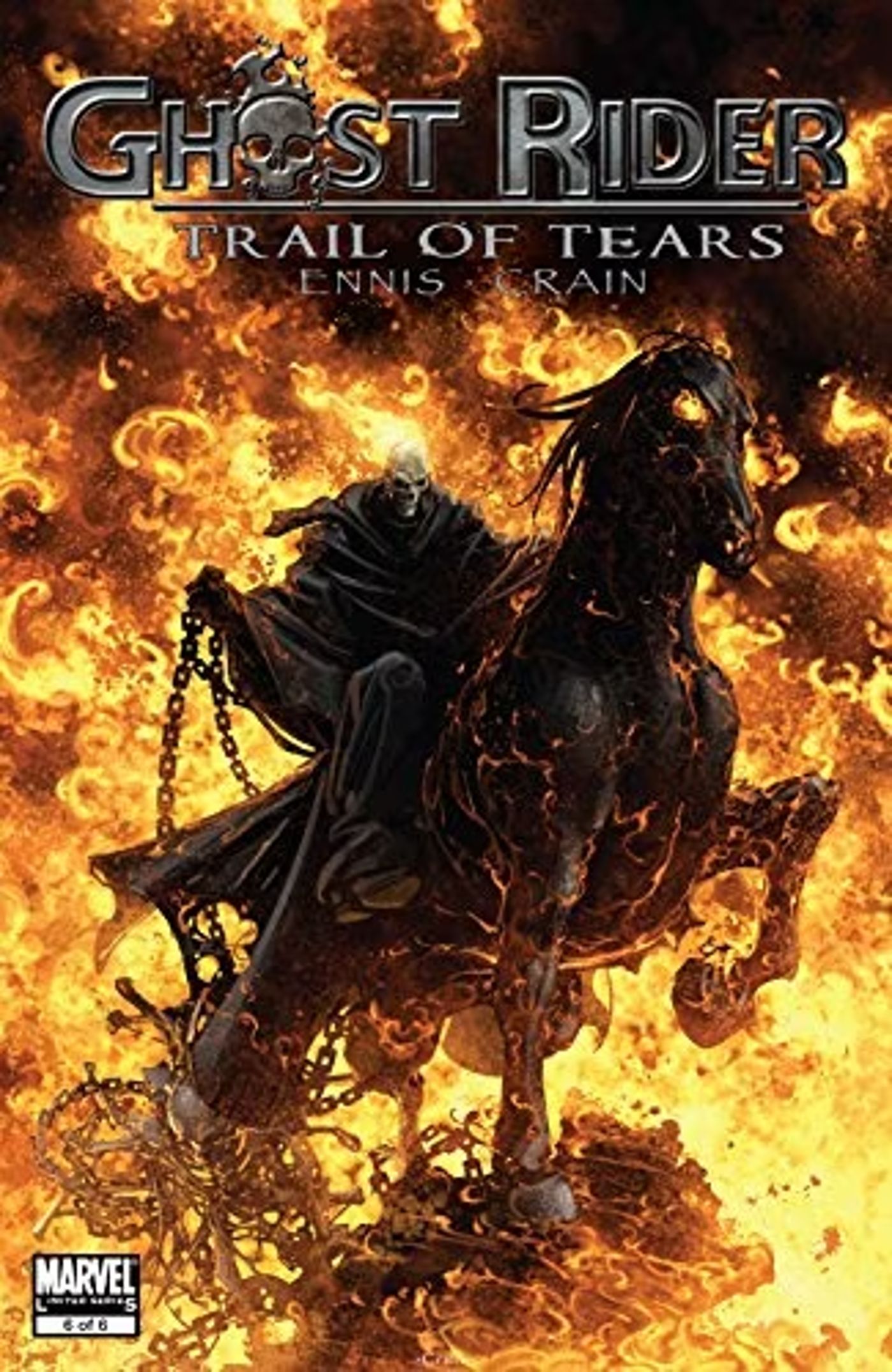 Ghost Rider: Trail of Tears #6 cover, featuring Ghost Rider Caleb atop his horse