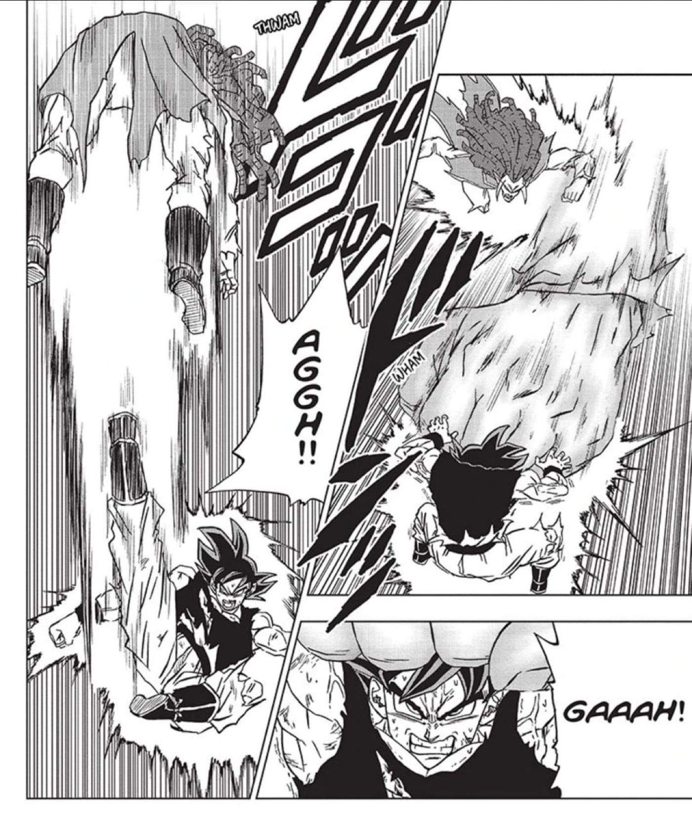 Goku projects energy from his body against Gas