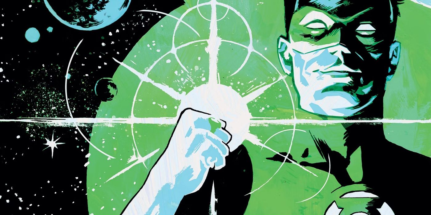 Hal Jordan's Green Lantern holding up his ring in DC comics