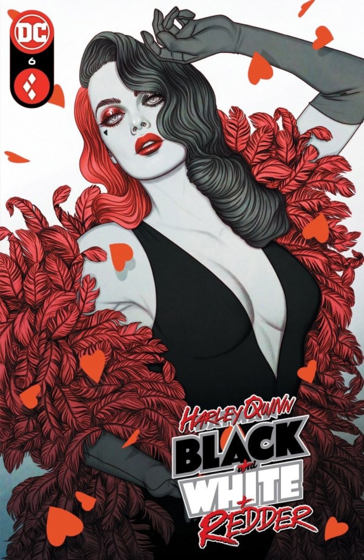 Harley Quinn Negro + Blanco + Redder Femme Fatale Arte de portada de Jenny Frison