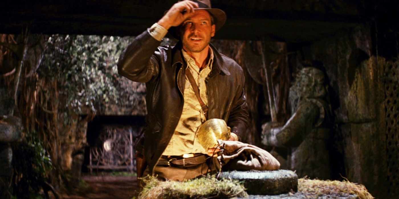 Harrison Ford tipping his hat as Indiana Jones in Raiders of the Lost Ark.