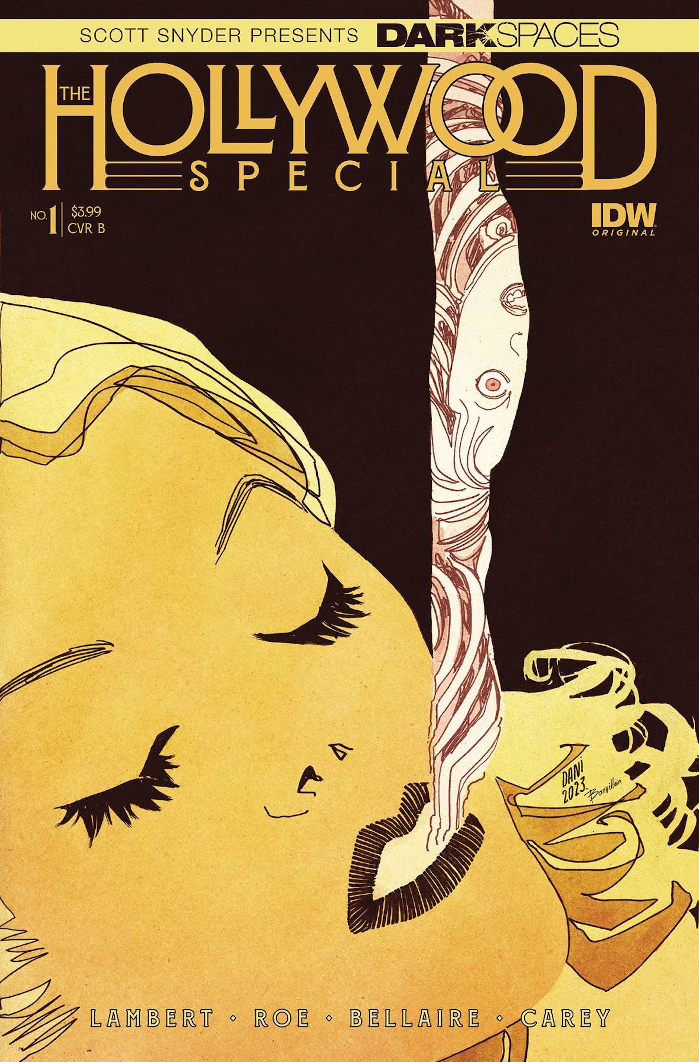 Hollywood Special 1 Variant Cover Woman&rsquo;s Face with Eyes Closed Smoking in Yellow Tones