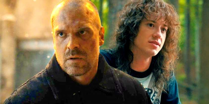 David Harbour as Hopper and Joseph Quinn as Eddie in Stranger Things season 4