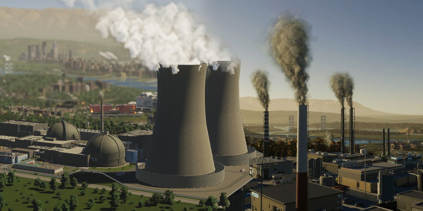 A chimney polluting the city in Cities Skylines 2