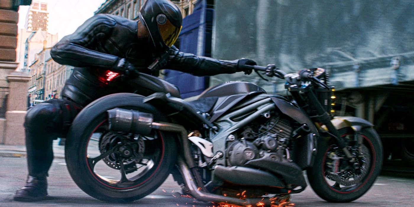 Brixton sliding with a motorbike in Hobbs and Shaw.