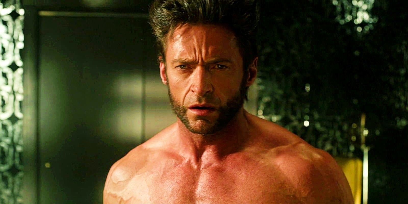Hugh Jackman As Wolverine Looking Confused Shirtless In X-Men Days Of Future Past