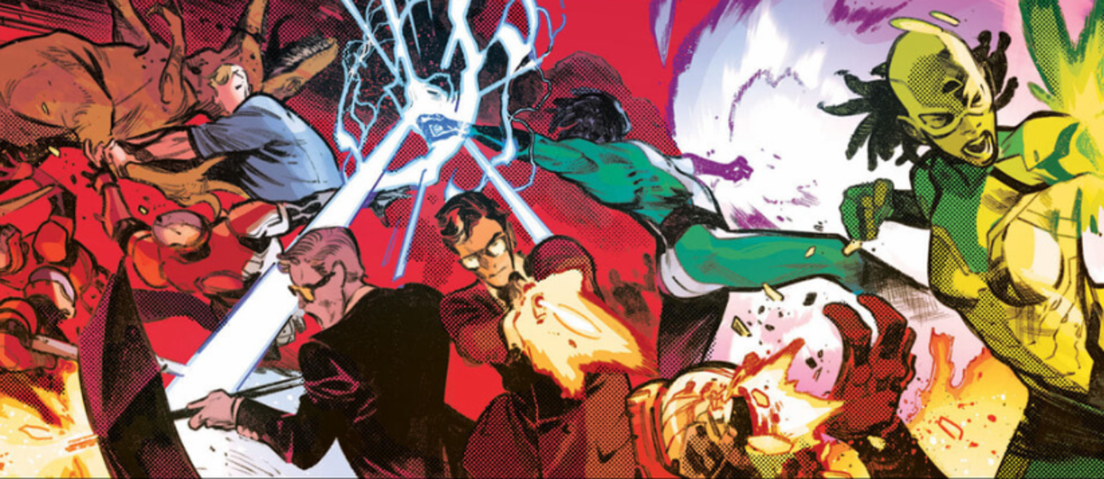 Eggsy fighting among the heroes in Big Game #5