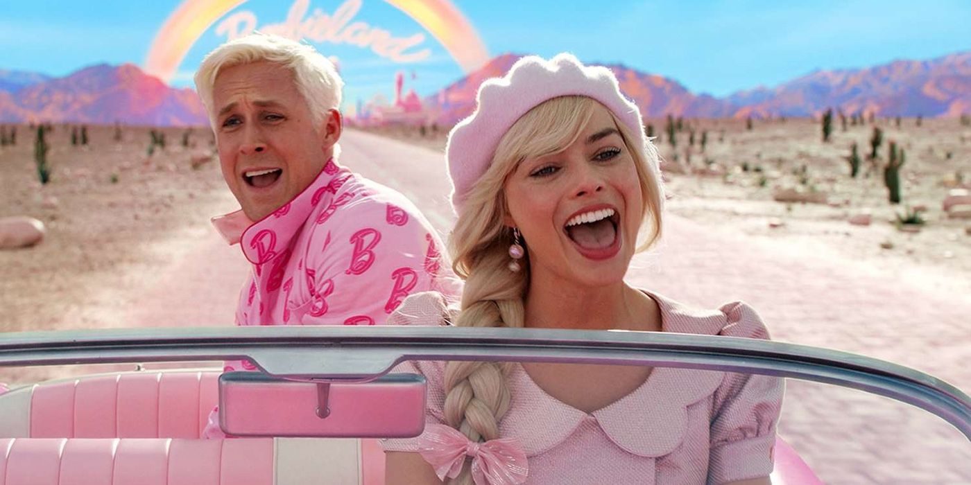Barbie canta en el auto, mientras Ken grita en el asiento trasero en la película de Barbie