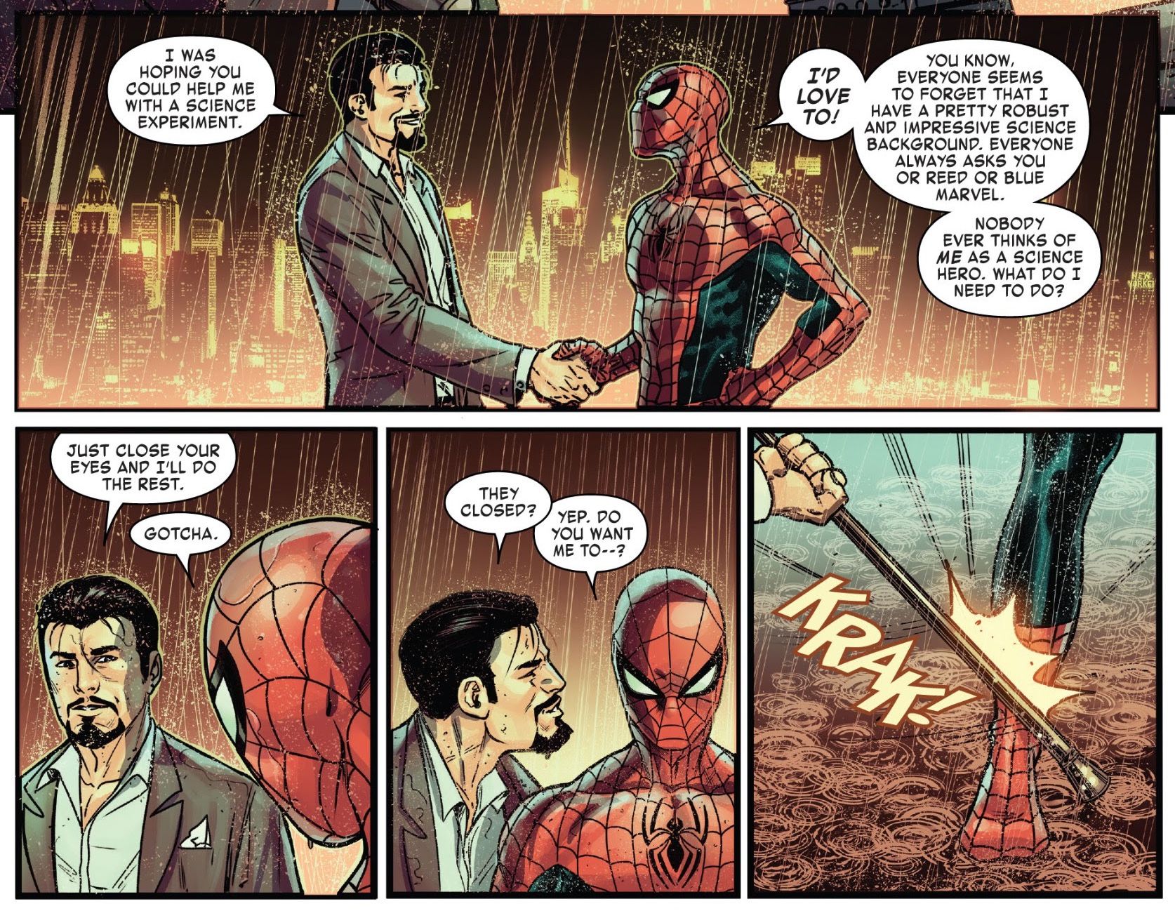 Invincible Iron Man #11 Mysterium v Spider-sense 1