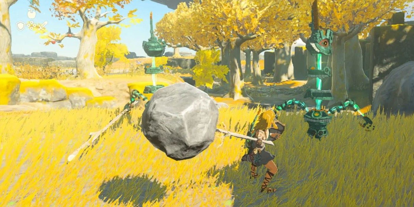 Is Zelda Tears Of The Kingdom Still A 2023 GOTY Contender - Link using a player made combination of a stick and a rock as a weapon-1