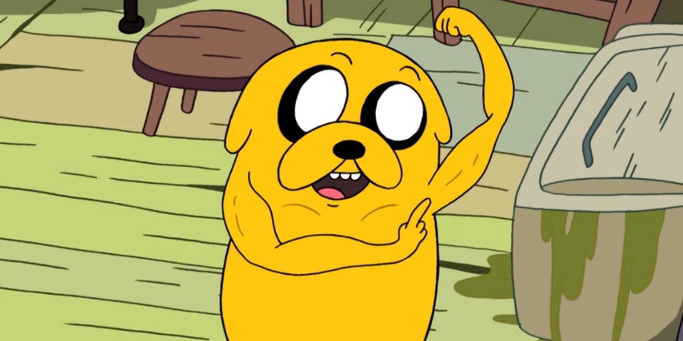 Jake flexing his muscles in Adventure Time.