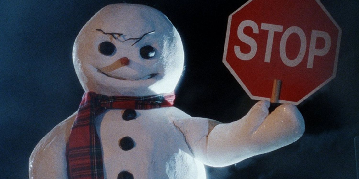 Jack Frost holding a stop sign in Jack Frost 1997