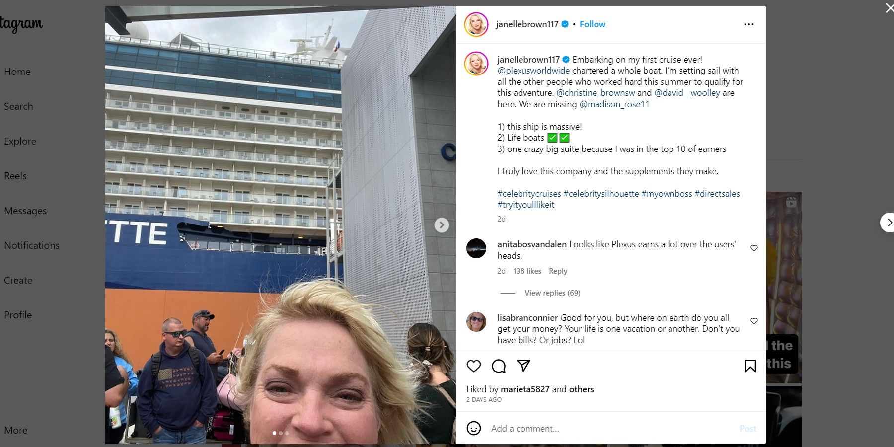 janelle brown sister wives cruise ship about to board