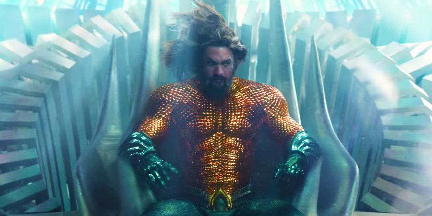 Jason Momoa's Aquaman on Atlantis' throne in Aquaman 2