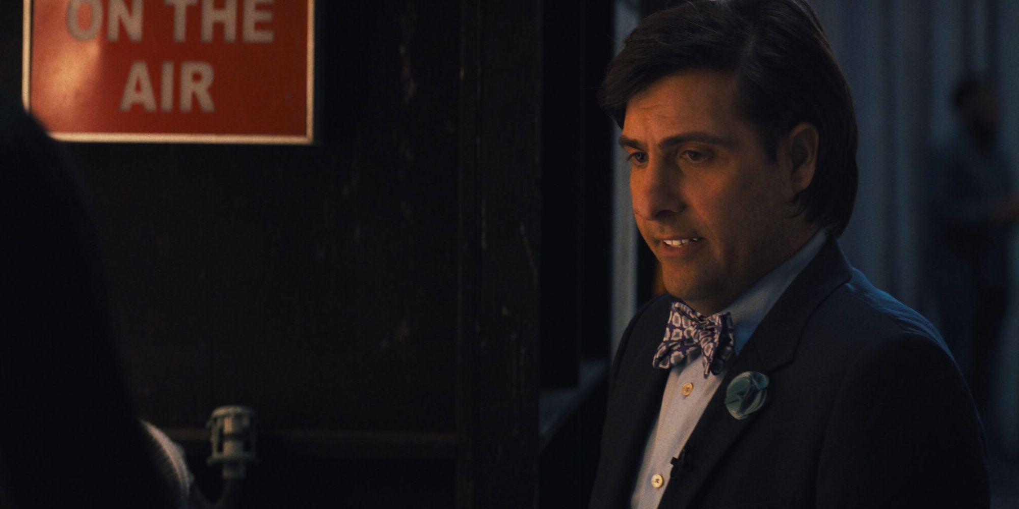 Jason Schwartzman in the makeup room in Quiz Lady