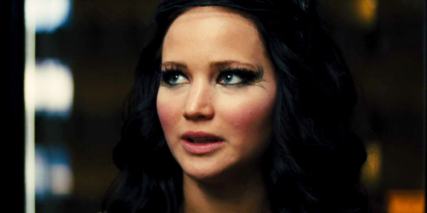 Jennifer Lawrence as Katniss Everdeen Made Up in the Elevator in The Hunger Games Catching Fire
