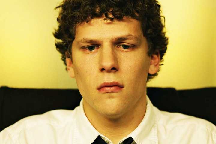 Jesse Eisenberg as Mark Zuckerberg in The Social Network's ending scene