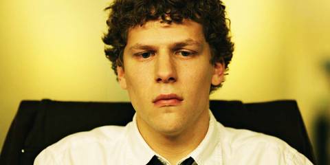Jesse Eisenberg as Mark Zuckerberg in The Social Network's ending scene