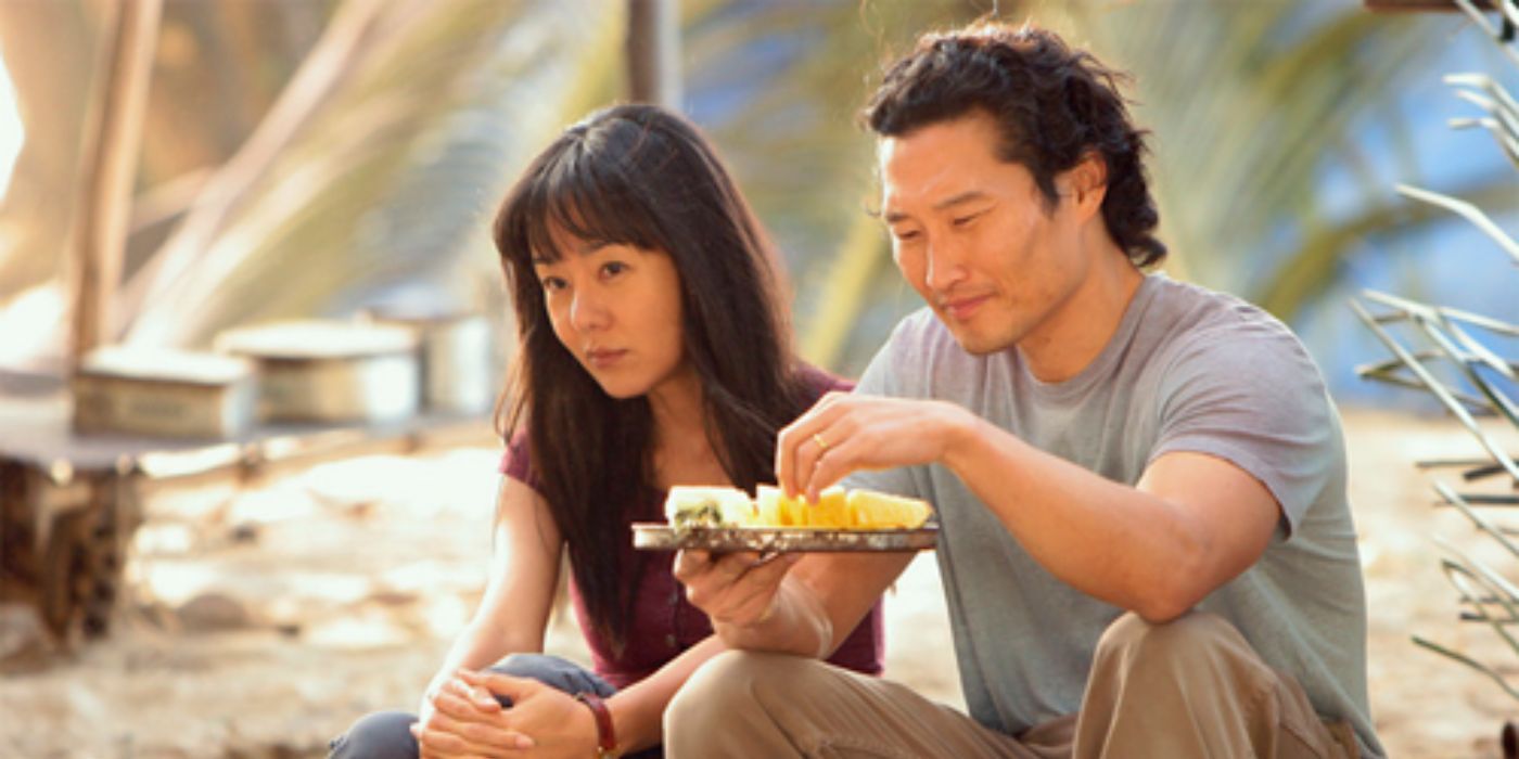 Jin and Sun enjoying a meal together in Lost