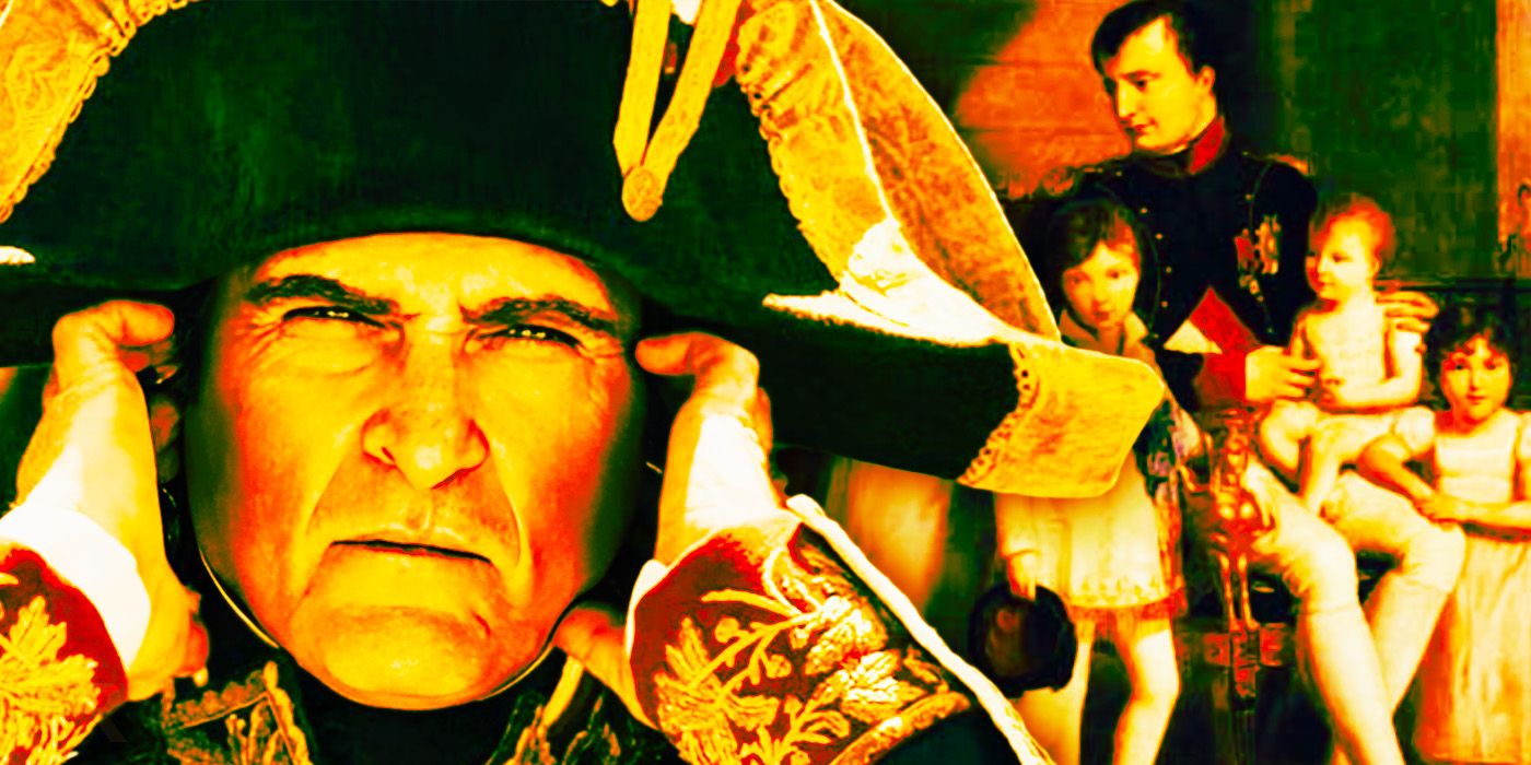 Joaquin Phoenix as Napoleon Bonaparte and real life painting