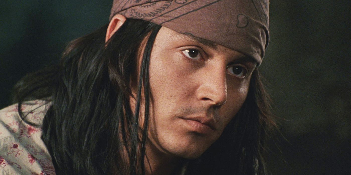 Johnny Depp looking serious in The Brave