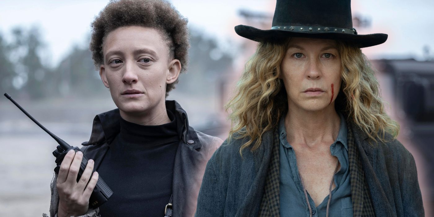 June looking worried and Odessa looking serious collage of Fear the Walking Dead