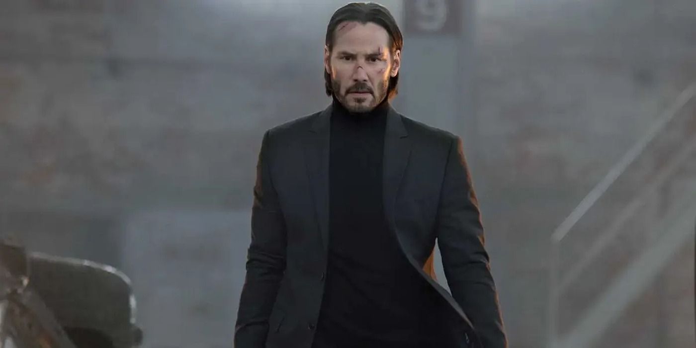 Keanu Reeves Walking Toward the Camera in John Wick 