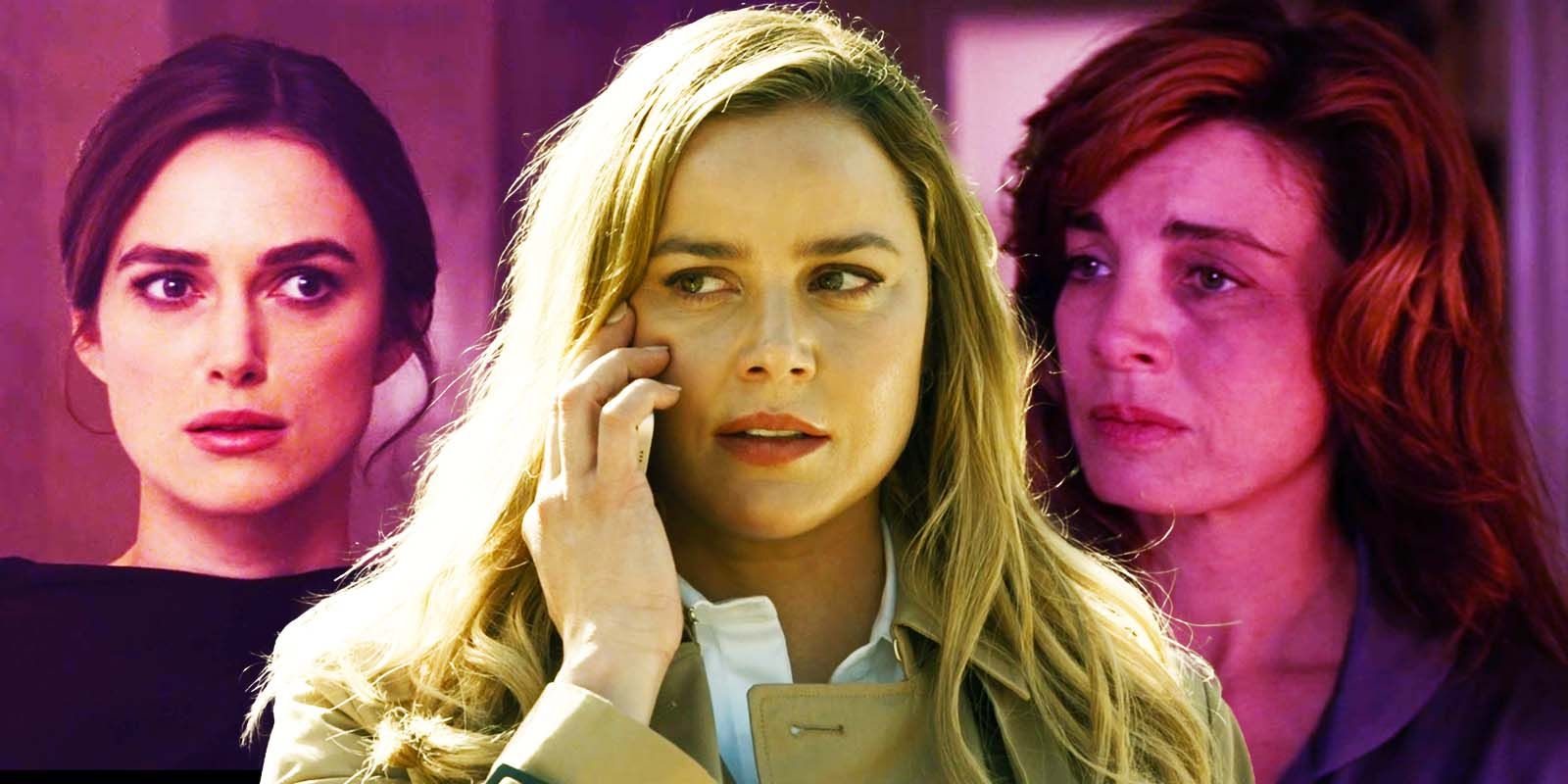 Keira Knightley as Cathy Muller in Jack Ryan Shadow Recruit, Abbie Cornish as Cathy Mueller in Tom Clancy's Jack Ryan, and Anne Archer as Cathy Ryan in Patriot Games