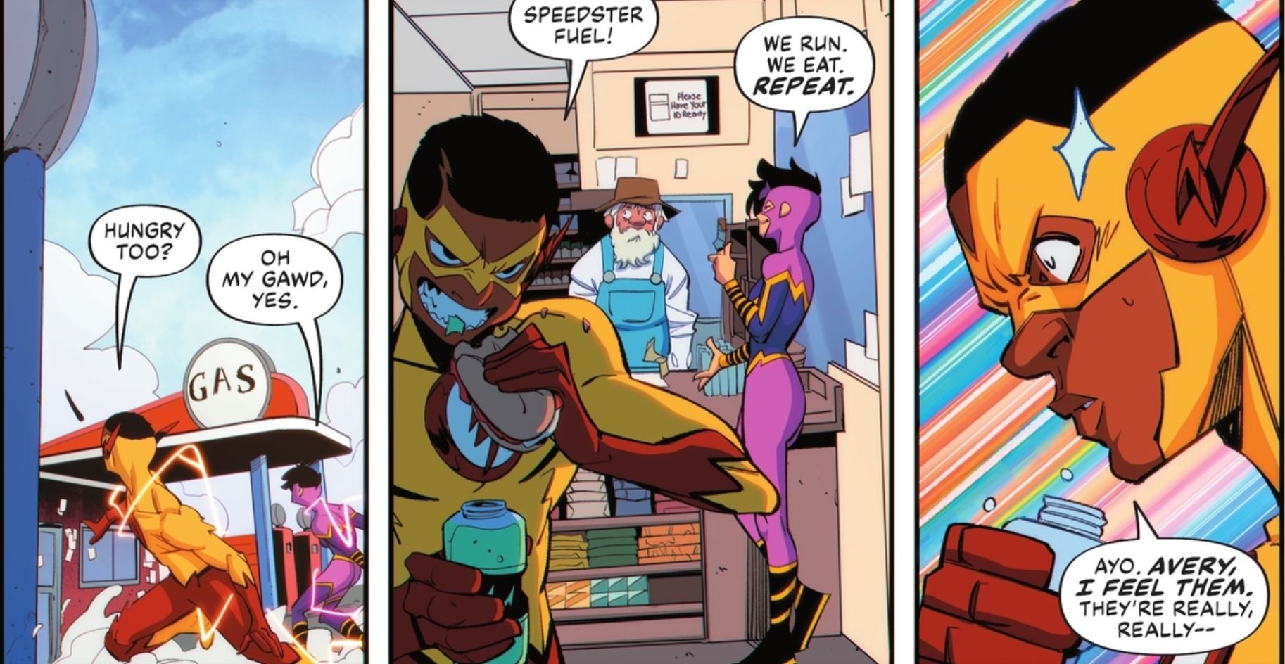 Kid Flash and Flash of China Eat DC