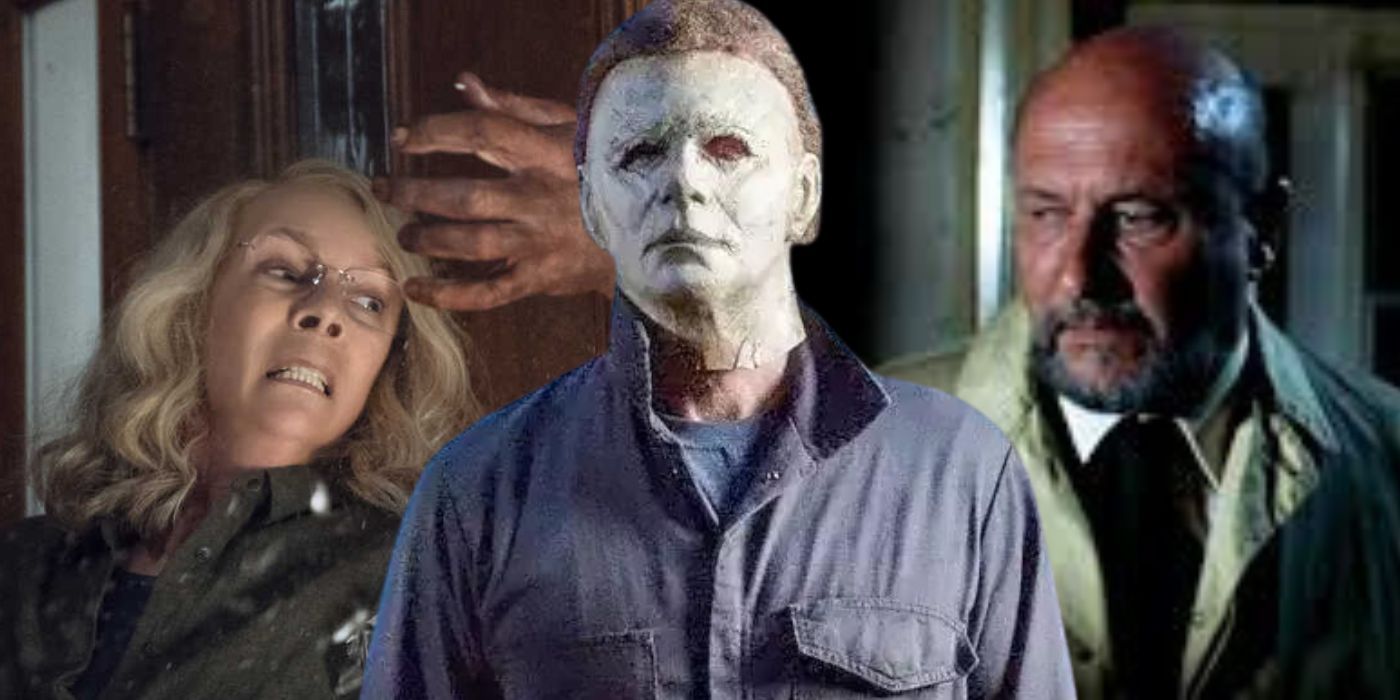 Laurie, Michael Myers, and Dr Loomis in Halloween.