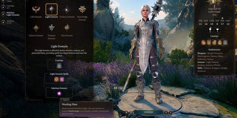 Light Domain Character Screen in Baldur's Gate 3