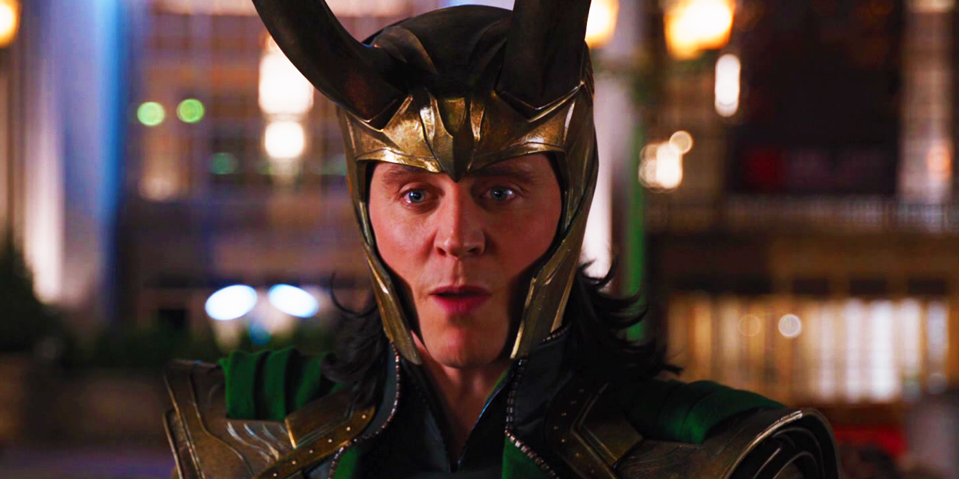 Loki (Tom Hiddleston) in full regalia as a villain in The Avengers