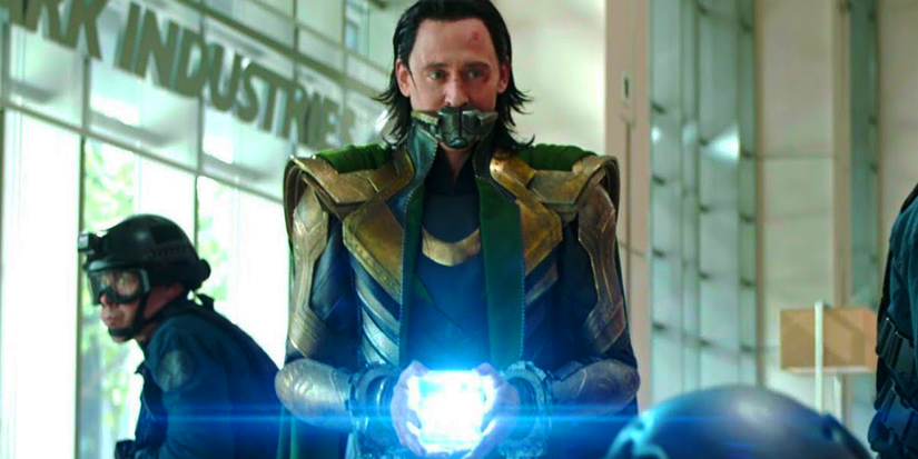 Loki escaping with the Tesseract during the Time Heist in Avengers Endgame